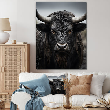 Cattle Majestic Horns - Cattle Framed Canvas Art